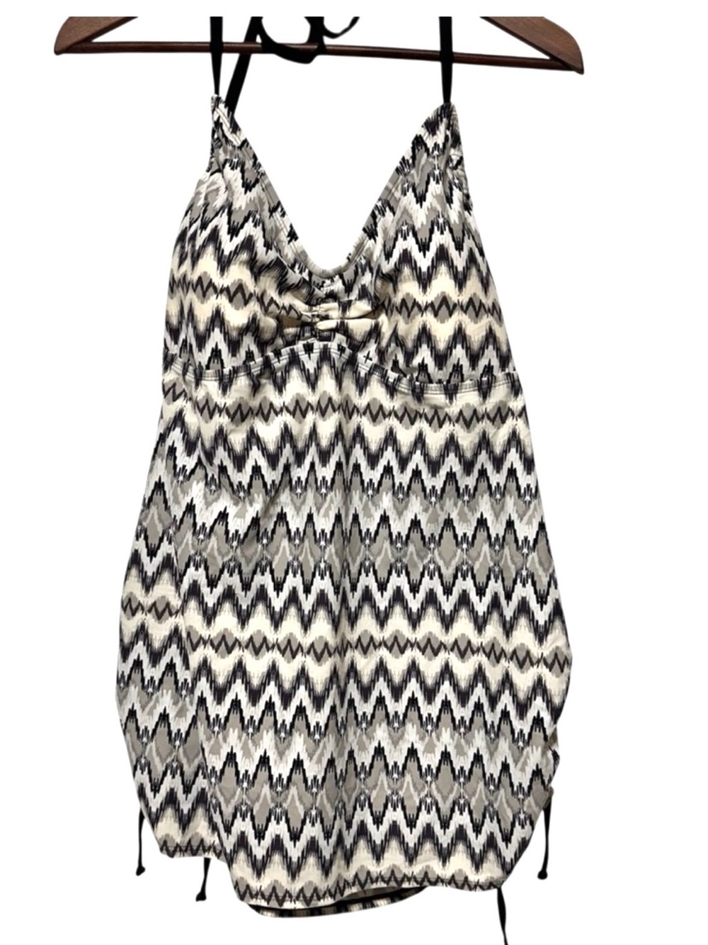 LIZ LANGE maternity tankini swim top XL black white geometric